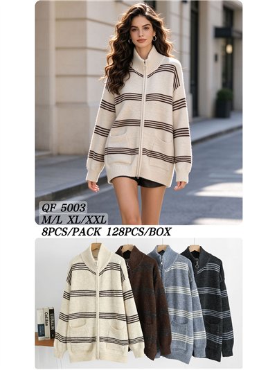 Oversized gestreifte Strickjacke 2