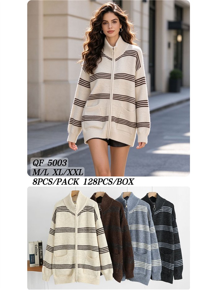 Giacca a maglia a righe oversize