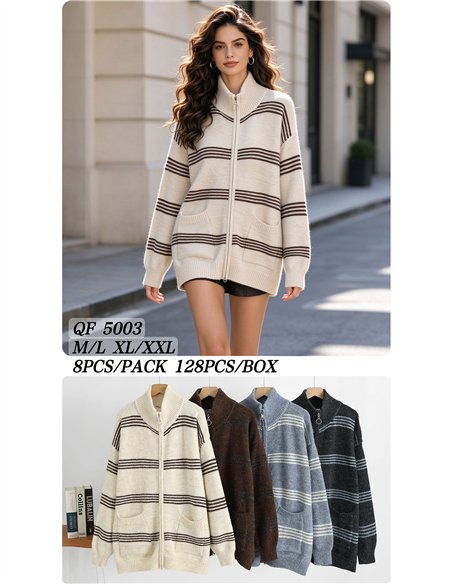 Giacca a maglia a righe oversize