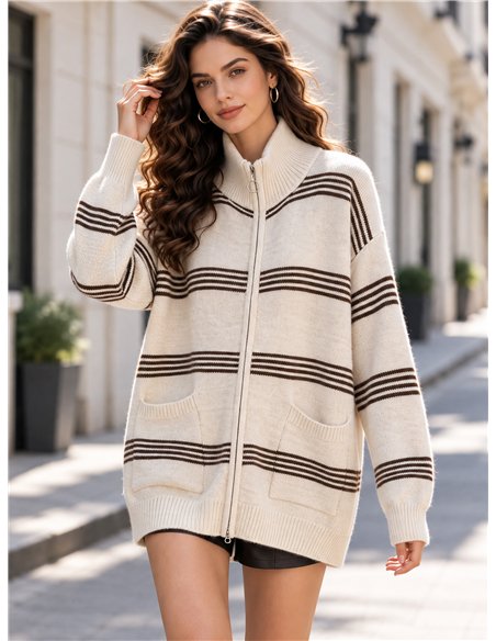 Giacca a maglia a righe oversize