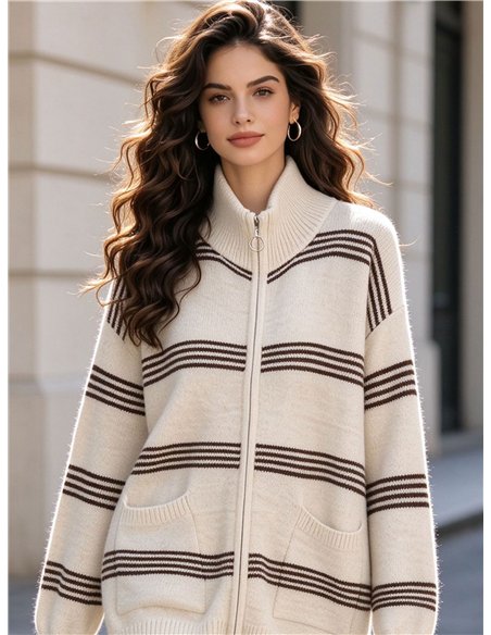 Giacca a maglia a righe oversize