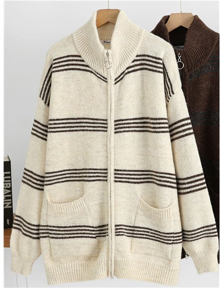 Giacca a maglia a righe oversize