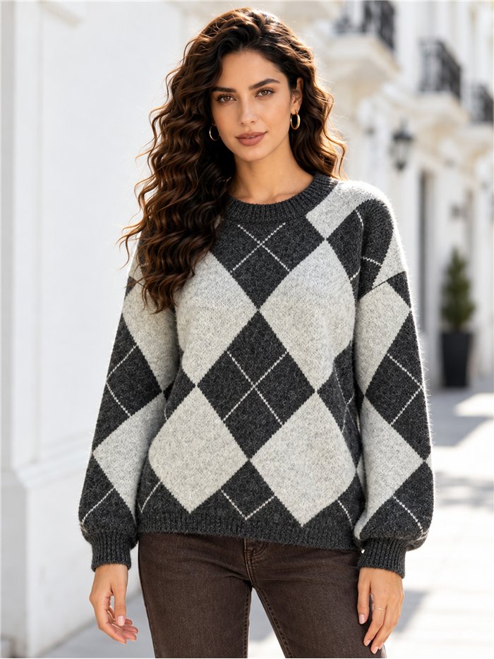 pull en maille diamant