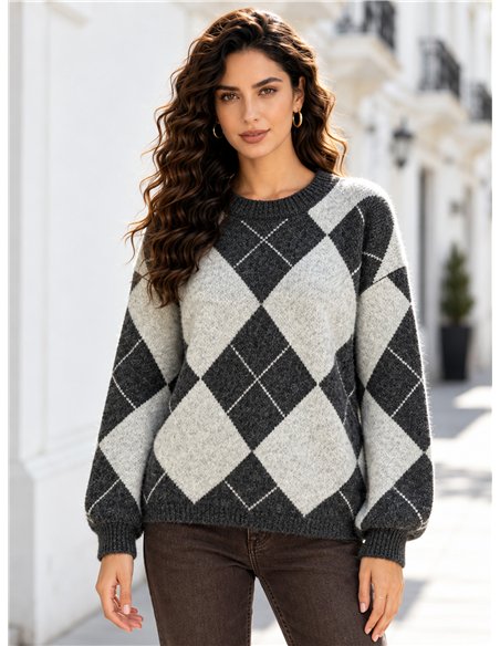 pull en maille diamant