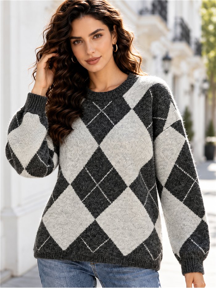 pull en maille diamant