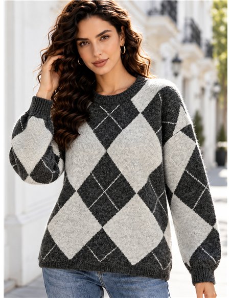 pull en maille diamant
