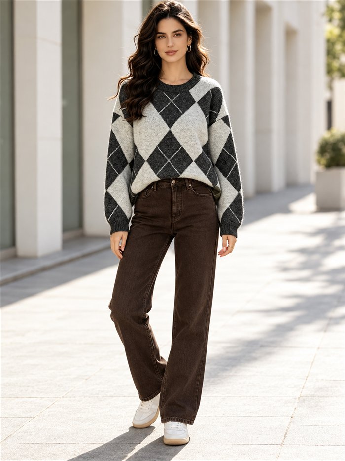 pull en maille diamant