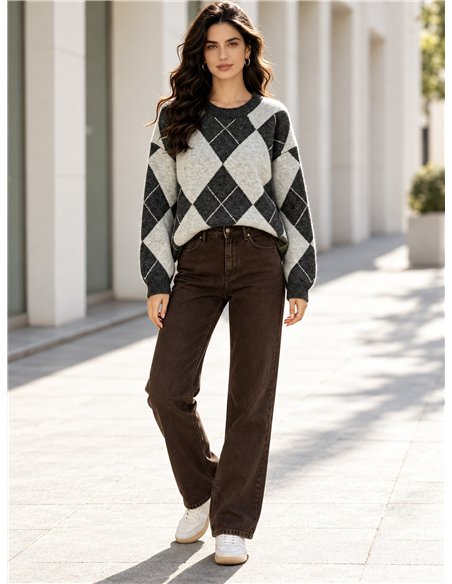 pull en maille diamant