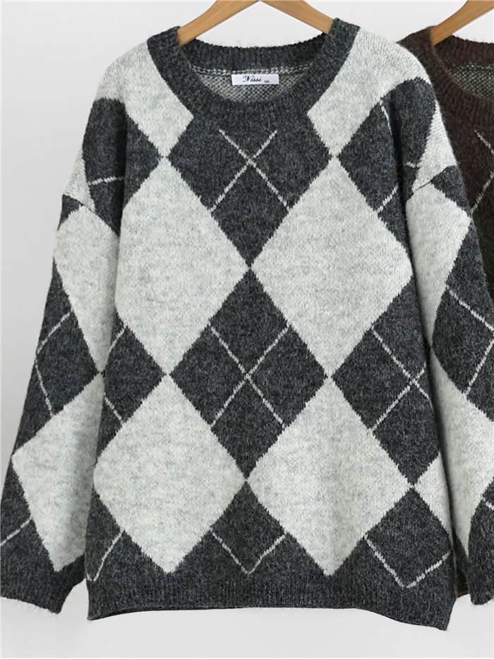 pull en maille diamant