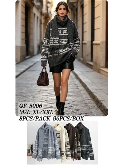 Nordic knit sweater and scarf set 2
