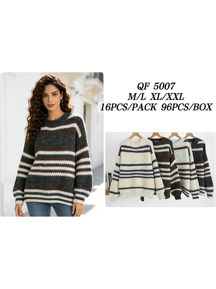 Pull rayé en grosse maille