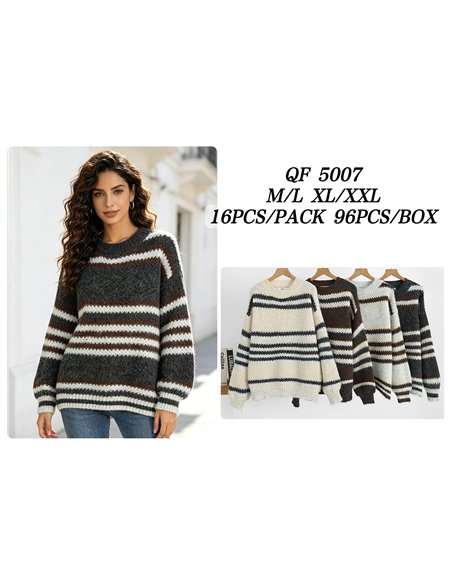Pull rayé en grosse maille