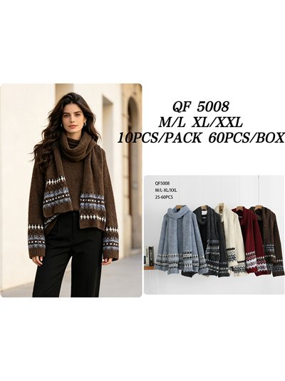Jacquard sweater and scarf set 2