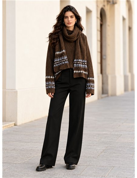 Jacquard sweater and scarf set