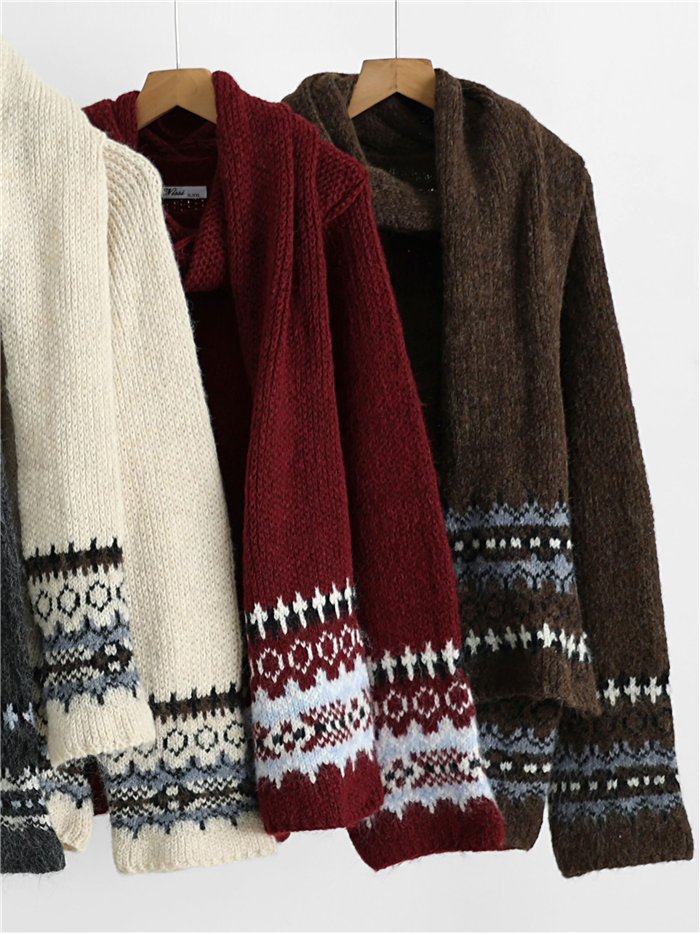 Jacquard sweater and scarf set