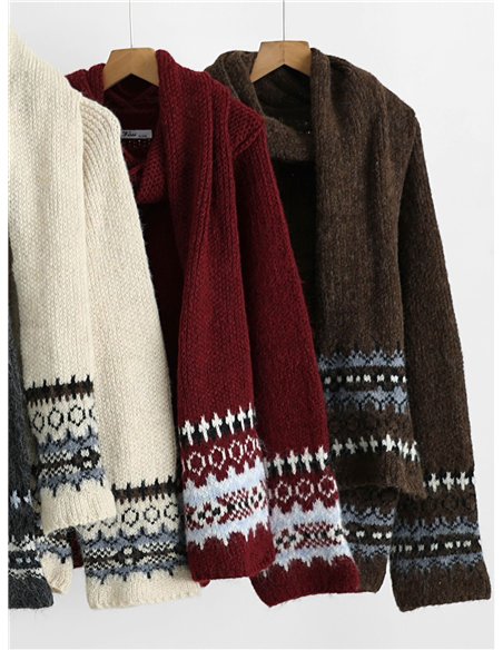 Jacquard sweater and scarf set