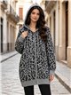 Chaqueta de punto animal print con capucha