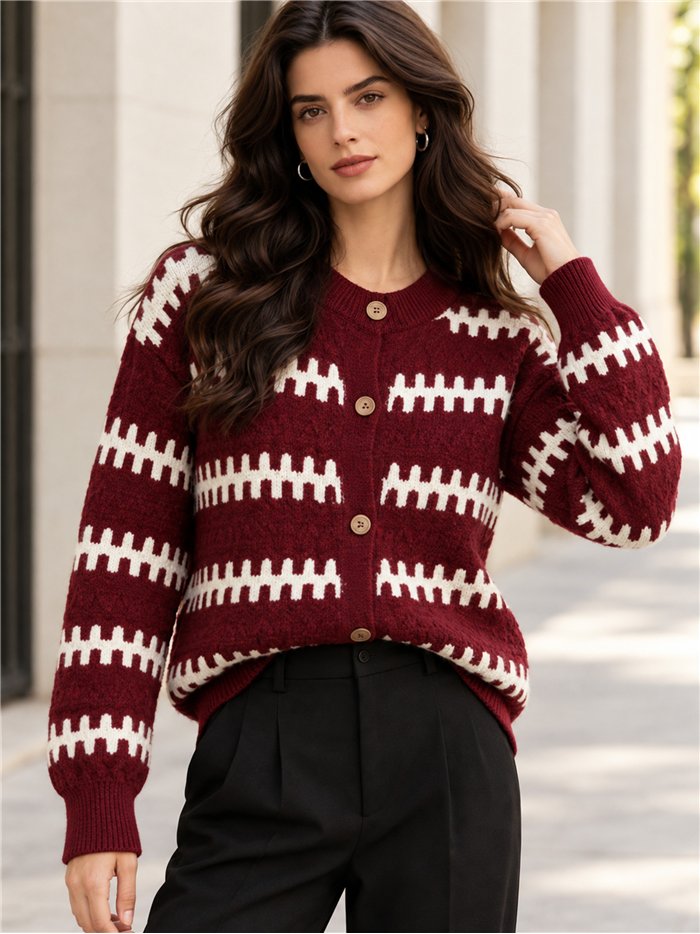 Chaqueta de punto jacquard geométrico
