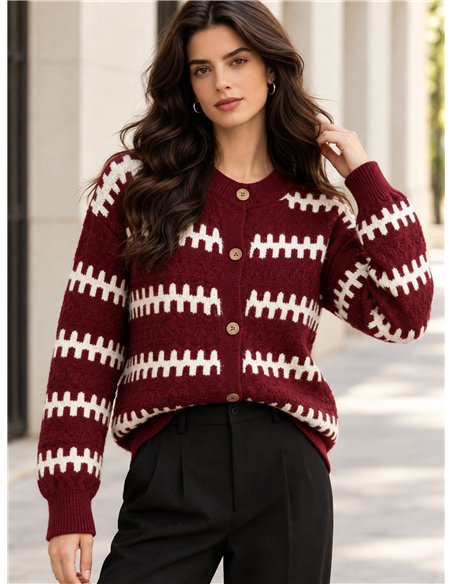 Chaqueta de punto jacquard geométrico