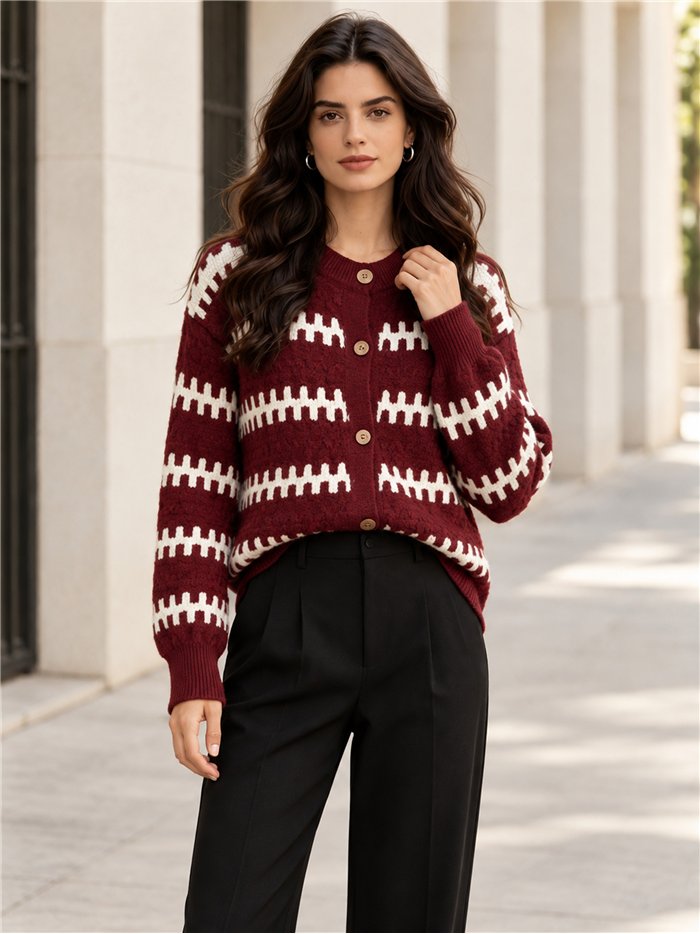 Chaqueta de punto jacquard geométrico