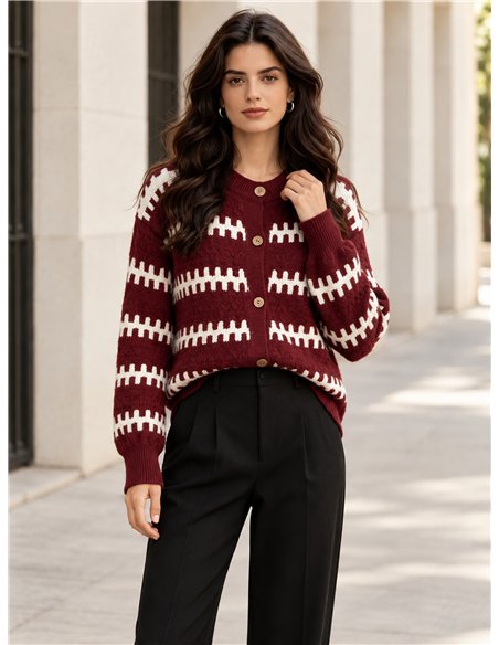 Chaqueta de punto jacquard geométrico