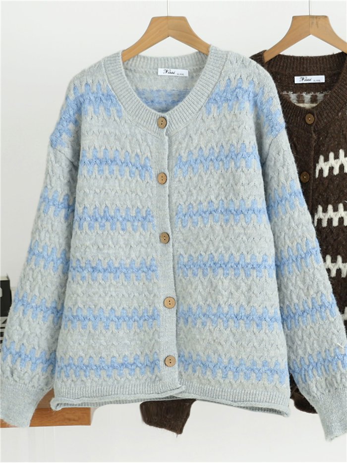 Chaqueta de punto jacquard geométrico