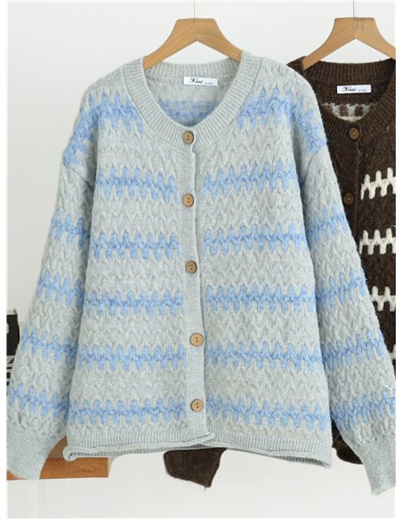 Chaqueta de punto jacquard geométrico