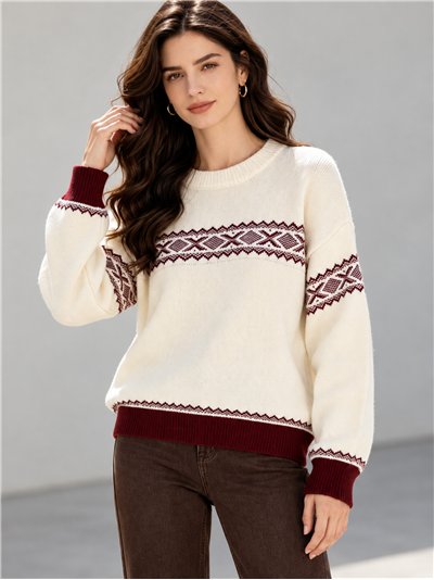 Jersey de punto con cenefa jacquard