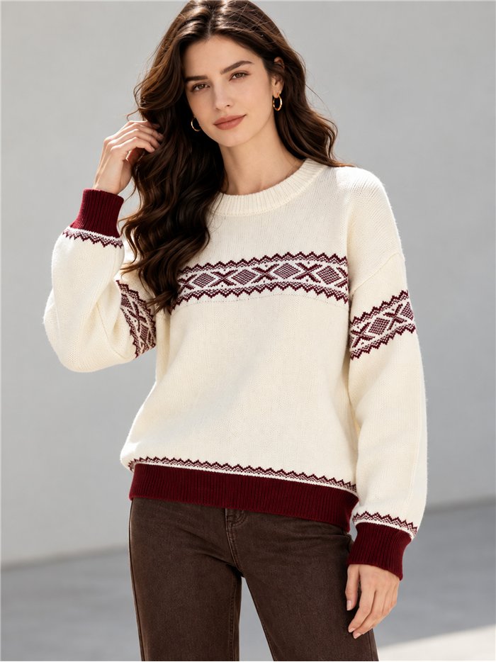 Jersey de punto con cenefa jacquard