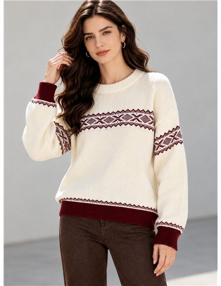Jersey de punto con cenefa jacquard
