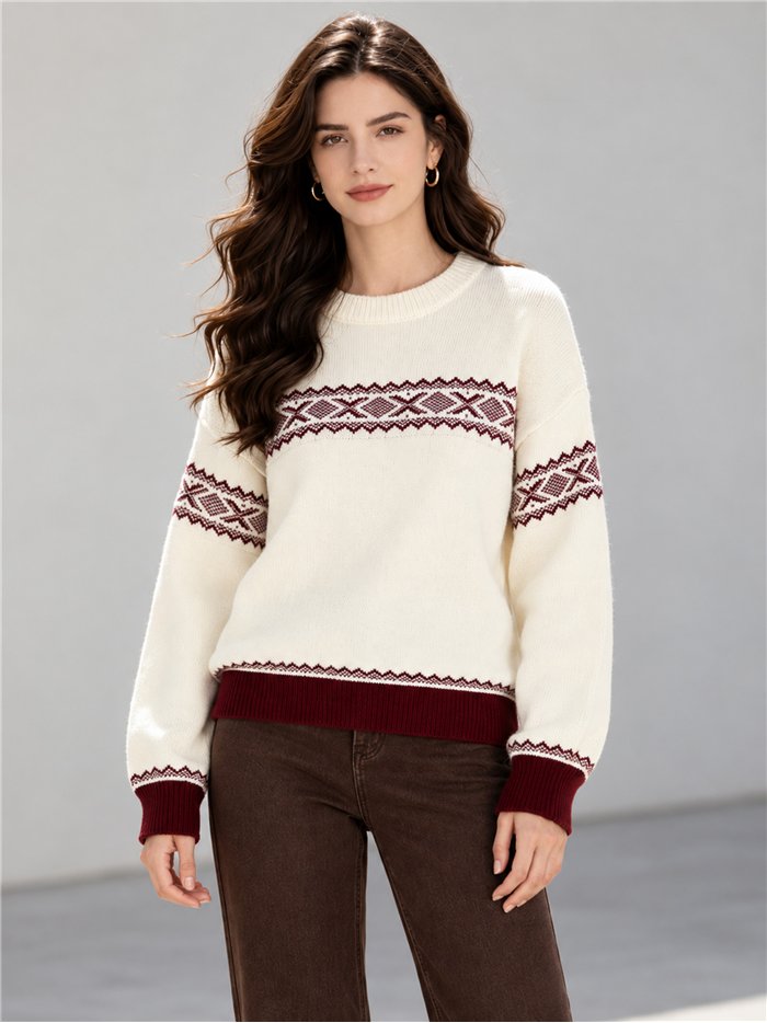 Jersey de punto con cenefa jacquard