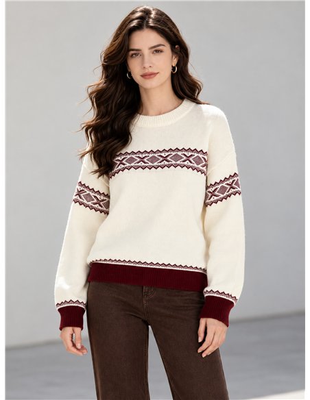 Jersey de punto con cenefa jacquard