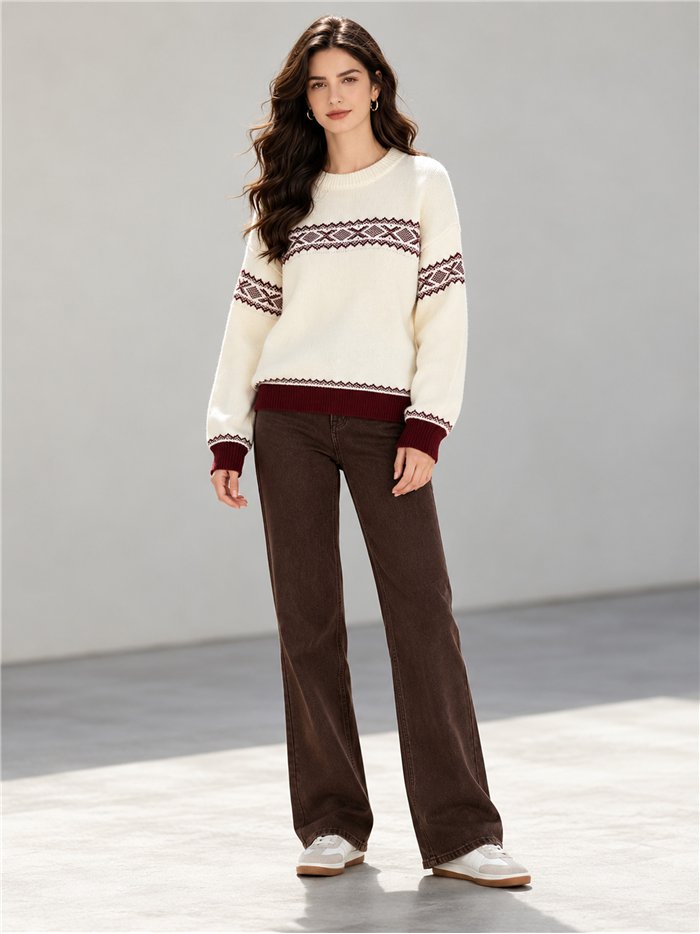 Jersey de punto con cenefa jacquard