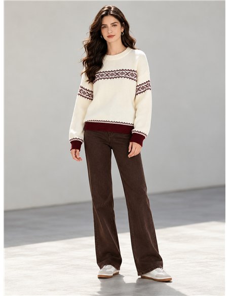 Jersey de punto con cenefa jacquard