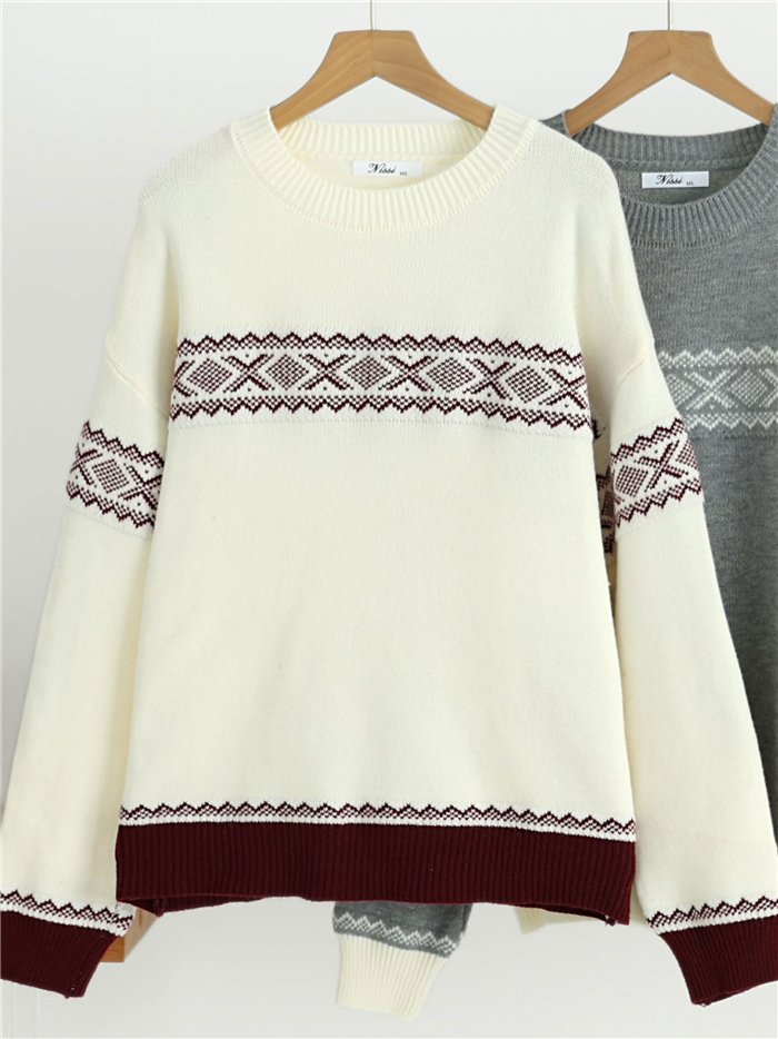 Jersey de punto con cenefa jacquard