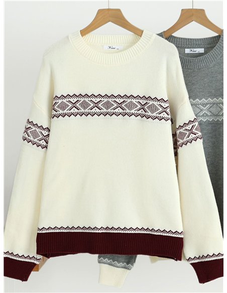Jersey de punto con cenefa jacquard