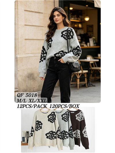Jersey de punto con flores jacquard 2