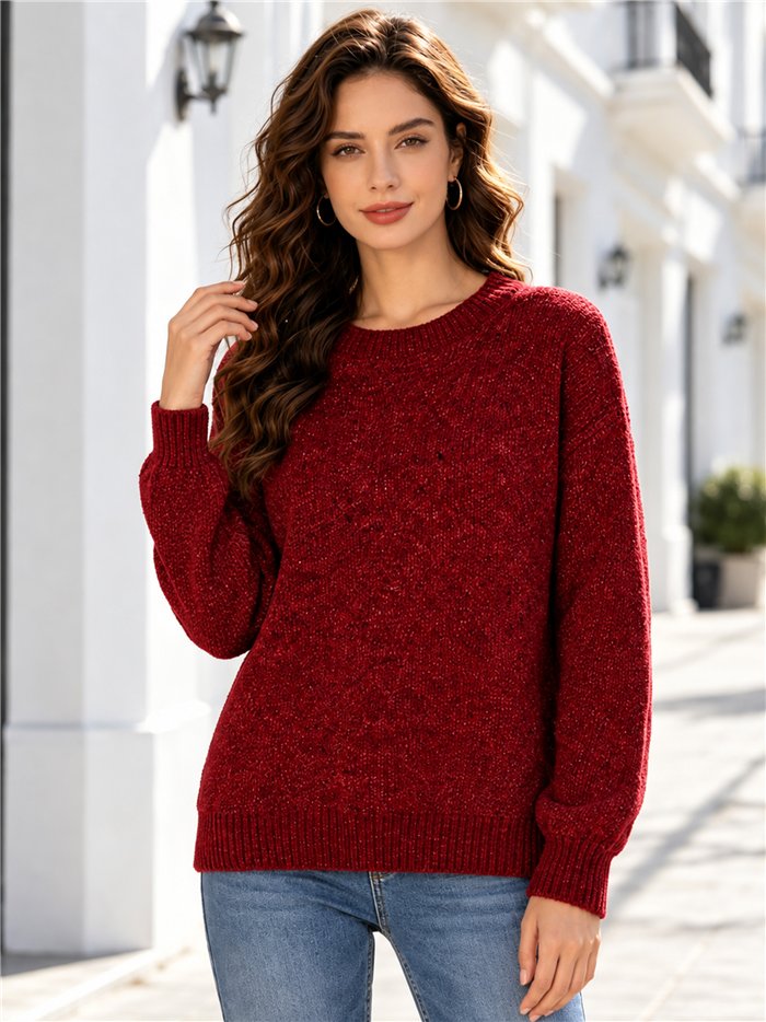 Jersey de chenilla cuello redondo