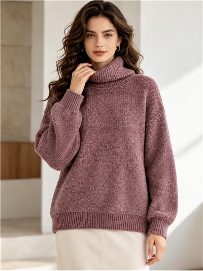 Suéter de gola alta em chenille