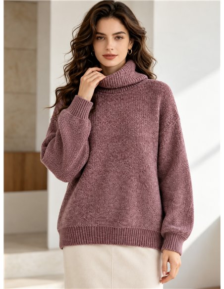 Suéter de gola alta em chenille