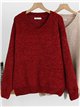 Jersey de chenilla brillante cuello pico