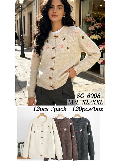 Chaqueta de punto con flores bordadas 2