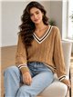 Jersey de punto trenzado cuello pico