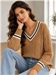 Jersey de punto trenzado cuello pico