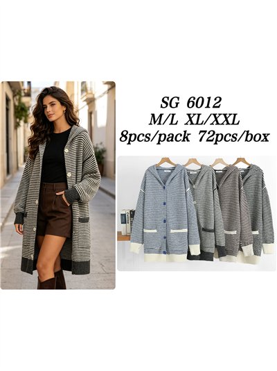 Chaqueta larga de punto rayas 2