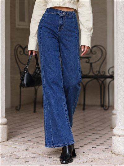 Jeans mit weitem Bein und überkreuztem Bund