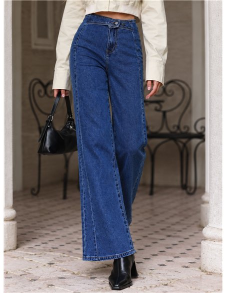 Cross waist wide leg jeans