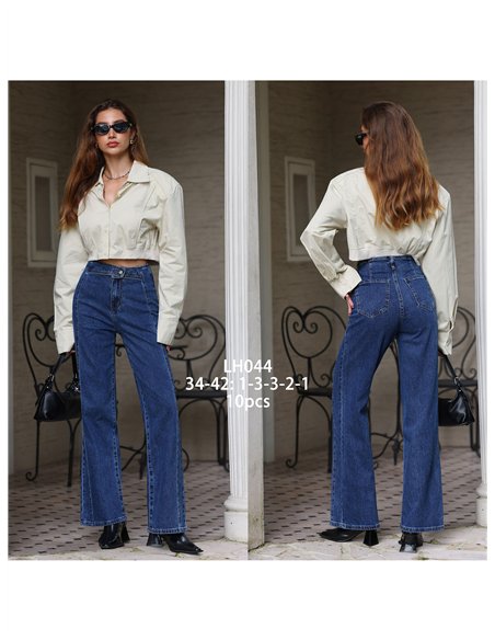Cross waist wide leg jeans