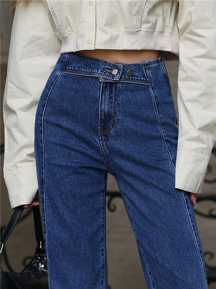 Cross waist wide leg jeans