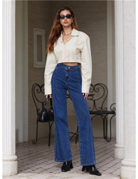 Cross waist wide leg jeans